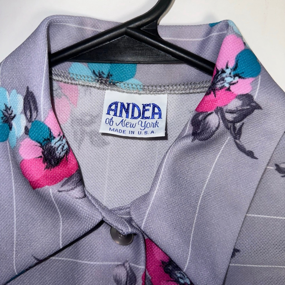 Sz S/M VINTAGE 70s Andea of New York WAITRESS TOP Shirt Uniform Thick Poly USA - Picture 3 of 14